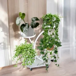 Plantestativer^ECARLA metal blomsterstander på hjul 50x25x80cm SZ43B