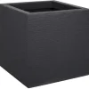Clearance EDA PLASTIQUE Graphit Up Fyrkantig blomlåda - 21 L - 29.5 x 29.5 x 29.5 cm - Antracitgrå Krukker & Plantebeholdere