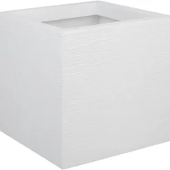 Krukker & Plantebeholdere^EDA PLASTIQUE Graphit Up fyrkantig blomma låda - 21 L - 29,5 x 29,5 x 29,5 cm - Vit cerusie