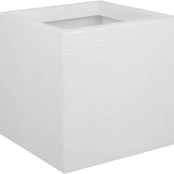 Krukker & Plantebeholdere^EDA PLASTIQUE Graphit Up fyrkantig blomma låda - 21 L - 29,5 x 29,5 x 29,5 cm - Vit cerusie