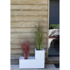 Krukker & Plantebeholdere^EDA PLASTIQUE Graphit Up fyrkantig blomma låda - 21 L - 29,5 x 29,5 x 29,5 cm - Vit cerusie