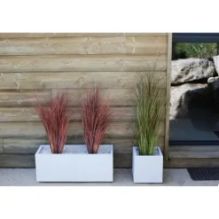 Krukker & Plantebeholdere^EDA PLASTIQUE Graphit Up fyrkantig blomma låda - 21 L - 29,5 x 29,5 x 29,5 cm - Vit cerusie