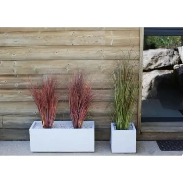 Krukker & Plantebeholdere^EDA PLASTIQUE Graphit Up fyrkantig blomma låda - 21 L - 29,5 x 29,5 x 29,5 cm - Vit cerusie