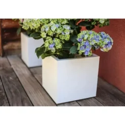 Krukker & Plantebeholdere^EDA PLASTIQUE Graphit Up fyrkantig blomma låda - 21 L - 29,5 x 29,5 x 29,5 cm - Vit cerusie