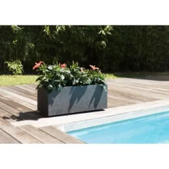 Krukker & Plantebeholdere^EDA PLASTIQUE Graphit Up Planteringskärl - 57 L - 79.5 x 29.5 x 29.5 cm - Antracitgrå