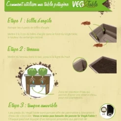 Plantningsbænke^EDA Vegetabilisk trädgård med City Veg-bord & bord - 73 x 38,5 x H 68 cm - 57 L - Taupe
