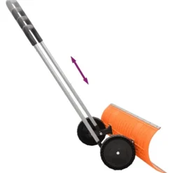 Snerydning^Effektiv sneskovl med justerbart håndtag - Vendbart stålblad | Farve: Orange | Længde: 143-171,5 cm