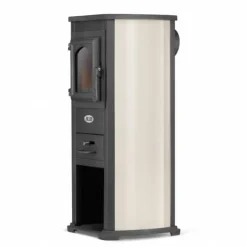 New EKONOMIK LUX Multifunktionel Træbrændeovn - 6,6 kW, Kogeplade, Rød/Beige/Antracit Brændeovne