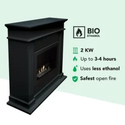Pejse^Elda BRI-MDB bioethanol pejs - Sort MDF pejsestel - 1,5 KW varme
