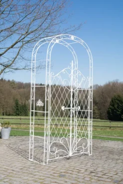 Outlet Elegant Garden Arch med hegn - Kundestop - Holdbar jernkonstruktion Buer, Spalier, Lysthuse Uden Tag
