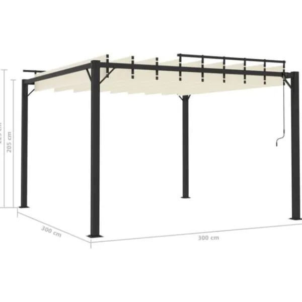 Elegant pavillon 3x3 m med justerbart lameltag | Farve: Creme | Materiale: Aluminium og stof Buer, Spalier, Lysthuse Uden Tag