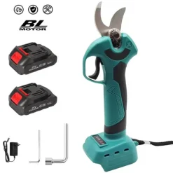 Outlet Elektrisk beskærersaks, børsteløs 1200W/30 mm, trådløs, kompatibel med Makita 18V-batterier, 2x batteri, gul/sort Haveværktøj