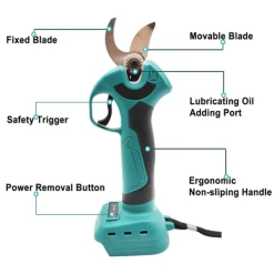 Outlet Elektrisk beskærersaks, børsteløs 1200W/30 mm, trådløs, kompatibel med Makita 18V-batterier, 2x batteri, gul/sort Haveværktøj