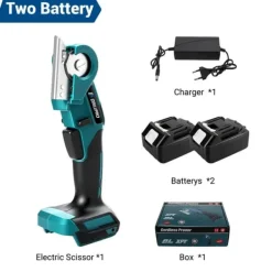 Haveværktøj^Elektrisk Saks, Børstet Motor, Genopladeligt Batteri,2 Batteri, EU