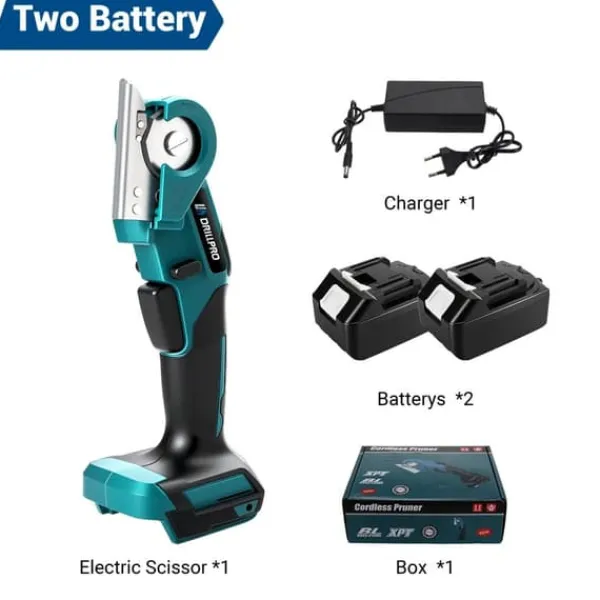 Haveværktøj^Elektrisk Saks, Børstet Motor, Genopladeligt Batteri,2 Batteri, EU