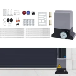 Elektrisk skydeportsåbner - 550 W Motor - 1200 kg Kapacitet - Fjernbetjening - Til Tunge Skydeporte - CE-godkendt - Mørkegrå Skure, Garager & Carports