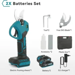New Elektriske Beskærersakse, Højkulstofstålblad, Genopladeligt Batteri,EU, 2 Batterier Haveværktøj