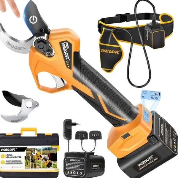 Haveværktøj^Elektriske Beskærersakse, Justerbar Saks Kaliber 0-36mm, Lang Batterilevetid 8-10 Timer, Børsteløs Motor,PRU36-Y 2AH4AH
