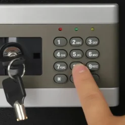 Pengeskabe^Elektronisk møbelsafe, pink, brandbestandig, kodelås & nødnøgle, treboltslås til smykker og kontanter
