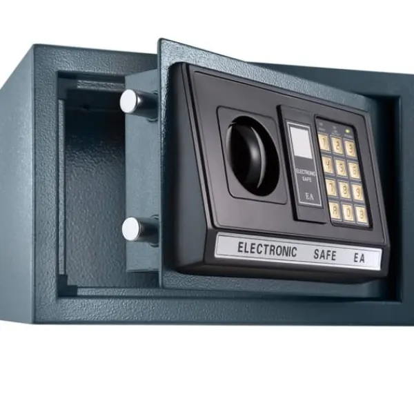 Pengeskabe^Elektronisk pengeskab 20 x 31 x 22cm + 4 batterier - sort
