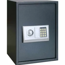 Pengeskabe^Elektronisk pengeskab i stål - Sikker opbevaring | Farve: Mørkegrå | Størrelse: 35 x 31 x 50 cm