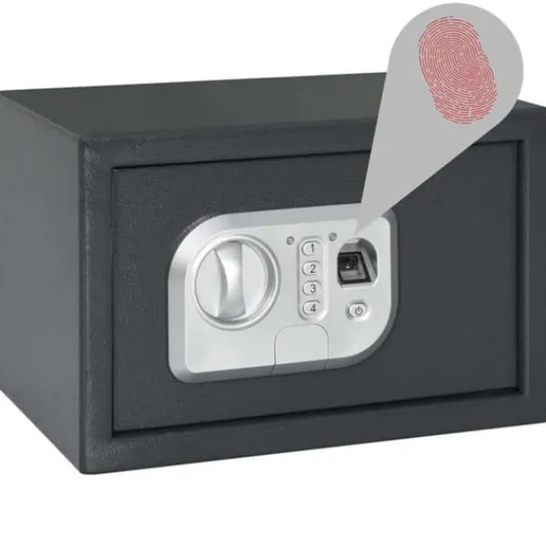 Pengeskabe^Elektronisk pengeskab i stål - Sikkerhed med lås | Farve: Mørkegrå | Størrelse: 20x31x20 cm