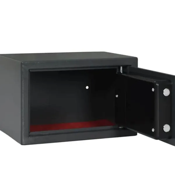 Pengeskabe^Elektronisk pengeskab i stål - Sikkerhed med lås | Farve: Mørkegrå | Størrelse: 20x31x20 cm