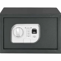 Pengeskabe^Elektronisk pengeskab i stål - Sikkerhed med lås | Farve: Mørkegrå | Størrelse: 20x31x20 cm