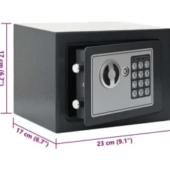 Pengeskabe^Elektronisk pengeskab med lås - Sikker opbevaring | Farve: Mørkegrå | Størrelse: 23x17x17 cm