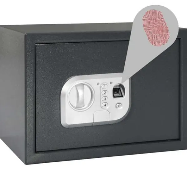 Pengeskabe^Elektronisk pengeskab med lås - Robust stål | Farve: Mørkegrå | Størrelse: 25x35x25 cm