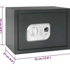 Pengeskabe^Elektronisk pengeskab med lås - Robust stål | Farve: Mørkegrå | Størrelse: 25x35x25 cm