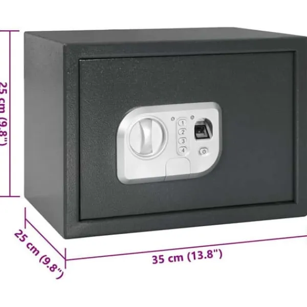 Pengeskabe^Elektronisk pengeskab med lås - Robust stål | Farve: Mørkegrå | Størrelse: 25x35x25 cm