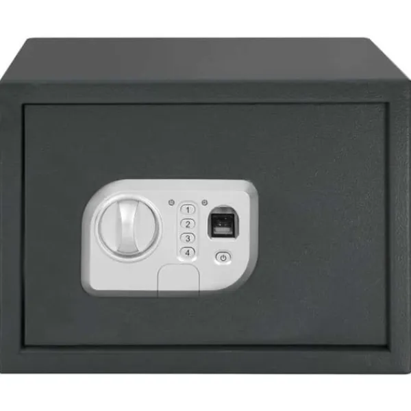 Pengeskabe^Elektronisk pengeskab med lås - Robust stål | Farve: Mørkegrå | Størrelse: 25x35x25 cm