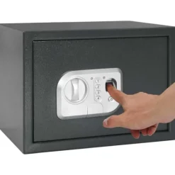 Pengeskabe^Elektronisk pengeskab med lås - Robust stål | Farve: Mørkegrå | Størrelse: 25x35x25 cm