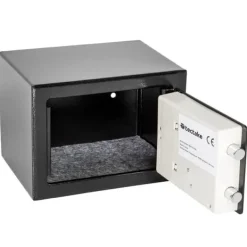 Pengeskabe^Elektronisk pengeskab 17x23x17cm + nøgle + 4 batterier - sort