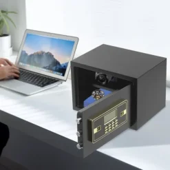 Pengeskabe^Elektronisk Sikkerhedsboks, Digitalt Tastatur, Alarm System,sort
