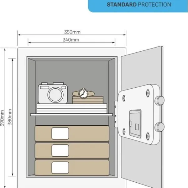 Outlet Elektroniskt larmskåp - YALE - YEC/390/DB2 - Stor 40L Pengeskabe