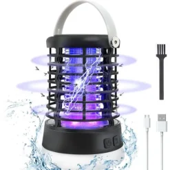 Insektmiddel & Dyreafvisende Middel^Elfeland 500-1000V Power Grid LED Elektrisk Mosquito Killer Light med UV-lys Myggefælde Udendørs IP65 Vandtæt USB Genopladelig (Grå / sort)