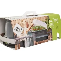 ELHO - Gb Balconniere Set De Cult 55 - Living Black - L 55 x B 28,5 x H 25 cm - Balkong - 100% återvunnet Kit Til Plante- & Urtedyrkning