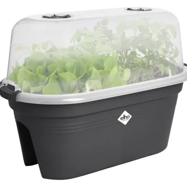 ELHO - Gb Balconniere Set De Cult 55 - Living Black - L 55 x B 28,5 x H 25 cm - Balkong - 100% återvunnet Kit Til Plante- & Urtedyrkning