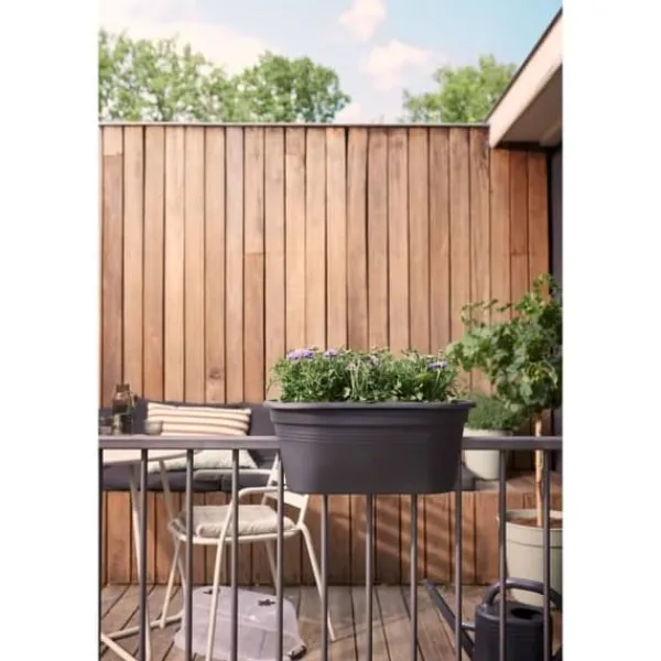 ELHO - Gb Balconniere Set De Cult 55 - Living Black - L 55 x B 28,5 x H 25 cm - Balkong - 100% återvunnet Kit Til Plante- & Urtedyrkning