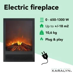 Hot Elski el-indbygningsovn - humørovn - 1300 Watt varme - plug and play - fjernbetjening Pejse