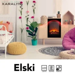 Hot Elski el-indbygningsovn - humørovn - 1300 Watt varme - plug and play - fjernbetjening Pejse