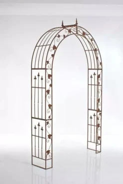 Buer, Spalier, Lysthuse Uden Tag^Emma Rose Arch - Antique Brown Powder-Coated Metal Garden Trellis for Climbing Plants, Handmade, 247.5cm