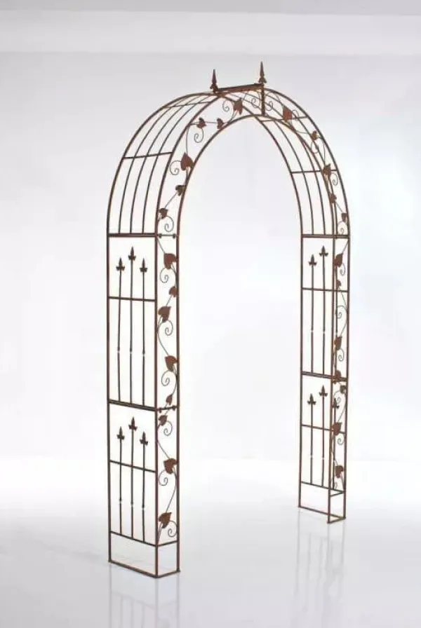 Buer, Spalier, Lysthuse Uden Tag^Emma Rose Arch - Antique Brown Powder-Coated Metal Garden Trellis for Climbing Plants, Handmade, 247.5cm