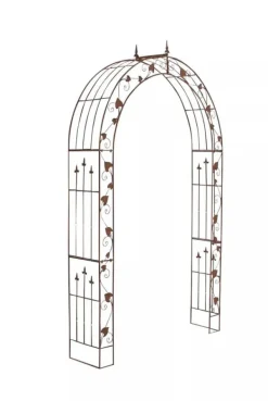 Buer, Spalier, Lysthuse Uden Tag^Emma Rose Arch - Antique Brown Powder-Coated Metal Garden Trellis for Climbing Plants, Handmade, 247.5cm