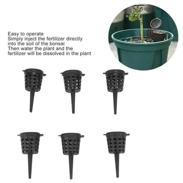 Clearance En bonsai-gødningskurv med låg, 100 stk. plastikgødningskurv med net til blomster, bærbar gødningskasse til potteplanter, orkideer og bonsai Gødningsmidler