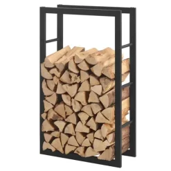 Hot ® Brændeholder - brændestativ - 60x100x25cm - stål - sort Tilbehør Til Brændeovne & Pejse