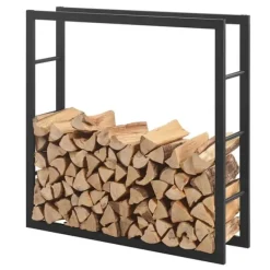 [en.casa] Tilbehør Til Brændeovne & Pejse^® Brændeholder - brændestativ - 100x100x25cm - stål - sort