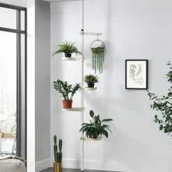 [en.casa] Plantestativer^® Teleskopisk plante stativ - pulverlakeret metal - 110-305cm - hvid